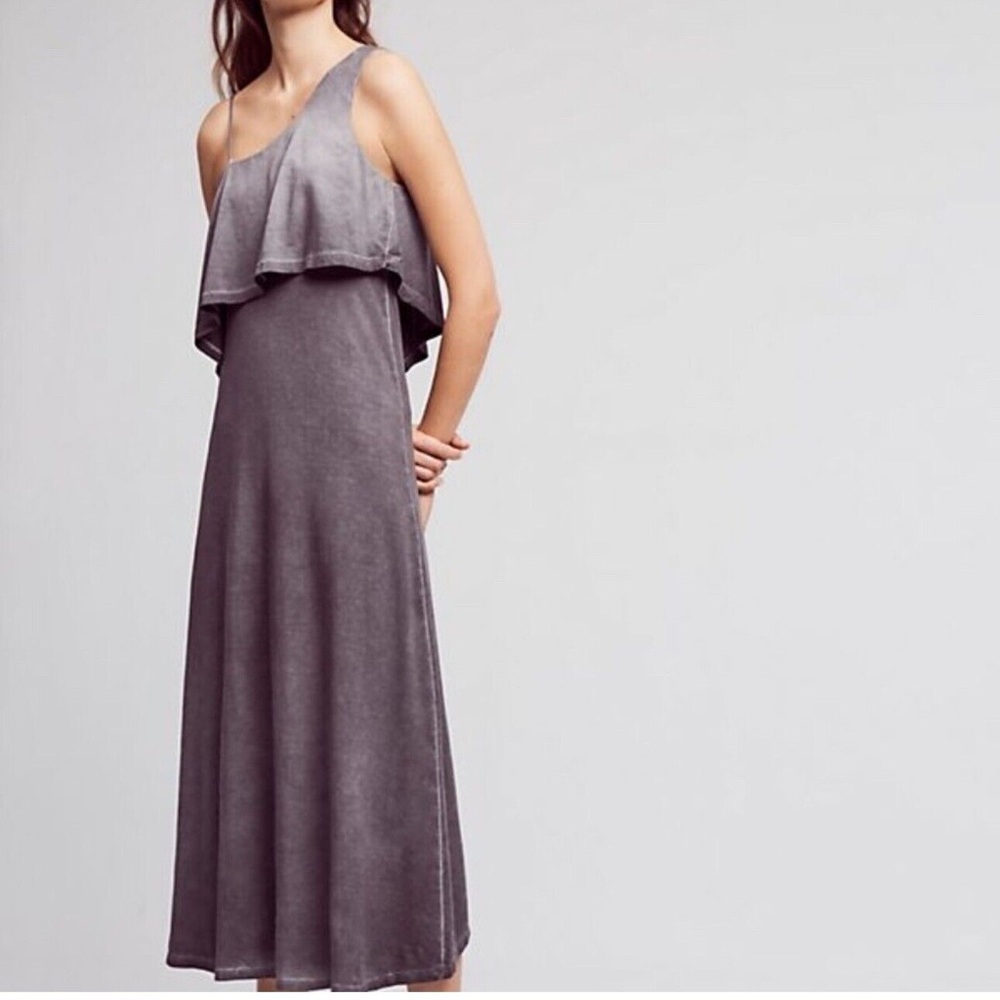 Akemi+ Kin Midi Dress Size S Gray Ombré Capelet Asymmetrical